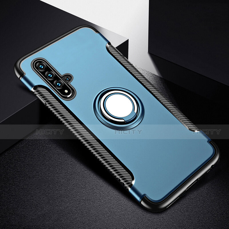 Funda Bumper Silicona y Plastico Mate Carcasa con Magnetico Anillo de dedo Soporte R06 para Huawei Nova 5