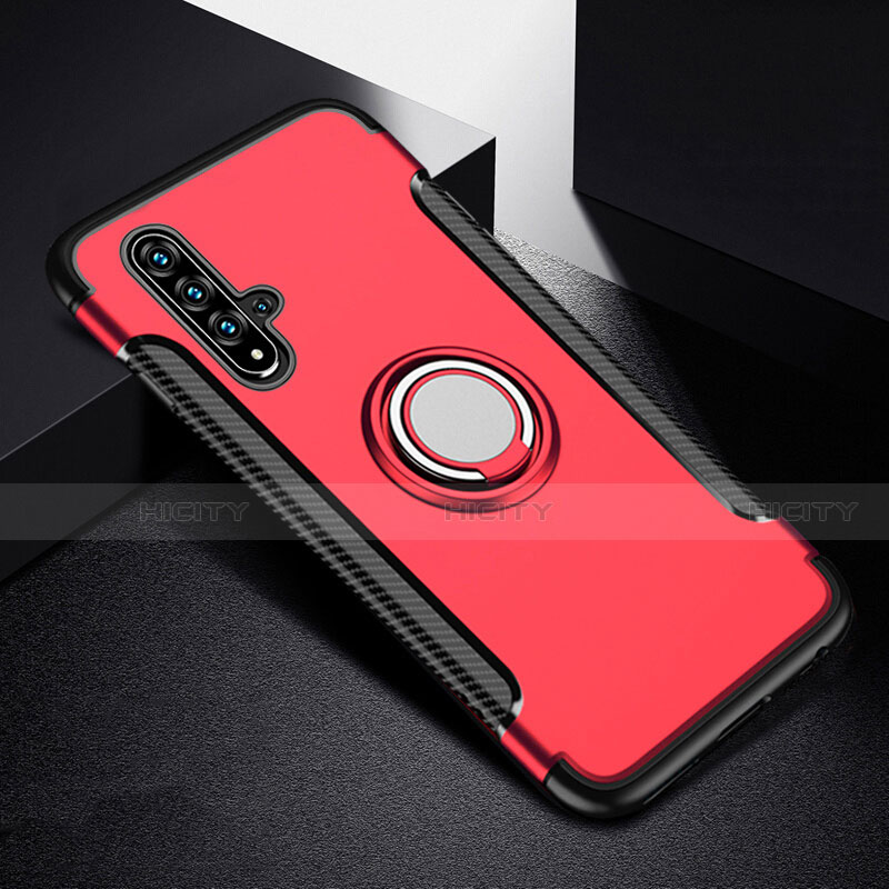 Funda Bumper Silicona y Plastico Mate Carcasa con Magnetico Anillo de dedo Soporte R06 para Huawei Nova 5 Pro