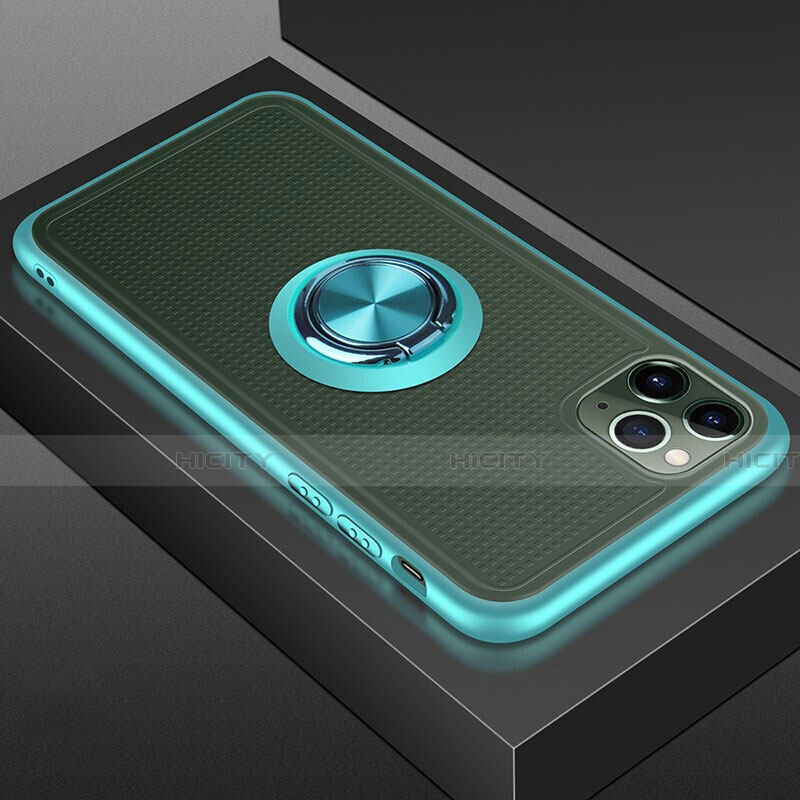 Funda Bumper Silicona y Plastico Mate Carcasa con Magnetico Anillo de dedo Soporte R07 para Apple iPhone 11 Pro