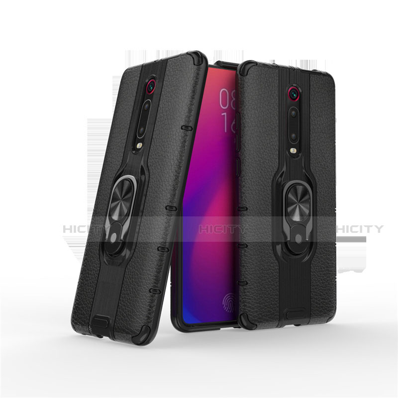 Funda Bumper Silicona y Plastico Mate Carcasa con Magnetico Anillo de dedo Soporte R07 para Xiaomi Mi 9T Pro