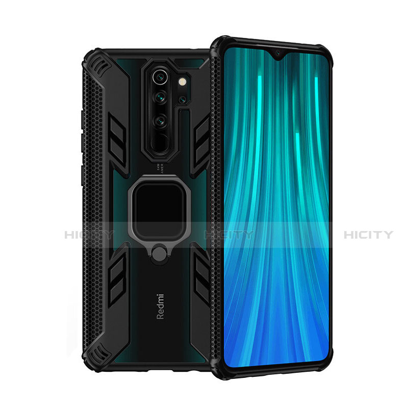 Funda Bumper Silicona y Plastico Mate Carcasa con Magnetico Anillo de dedo Soporte R09 para Xiaomi Redmi Note 8 Pro