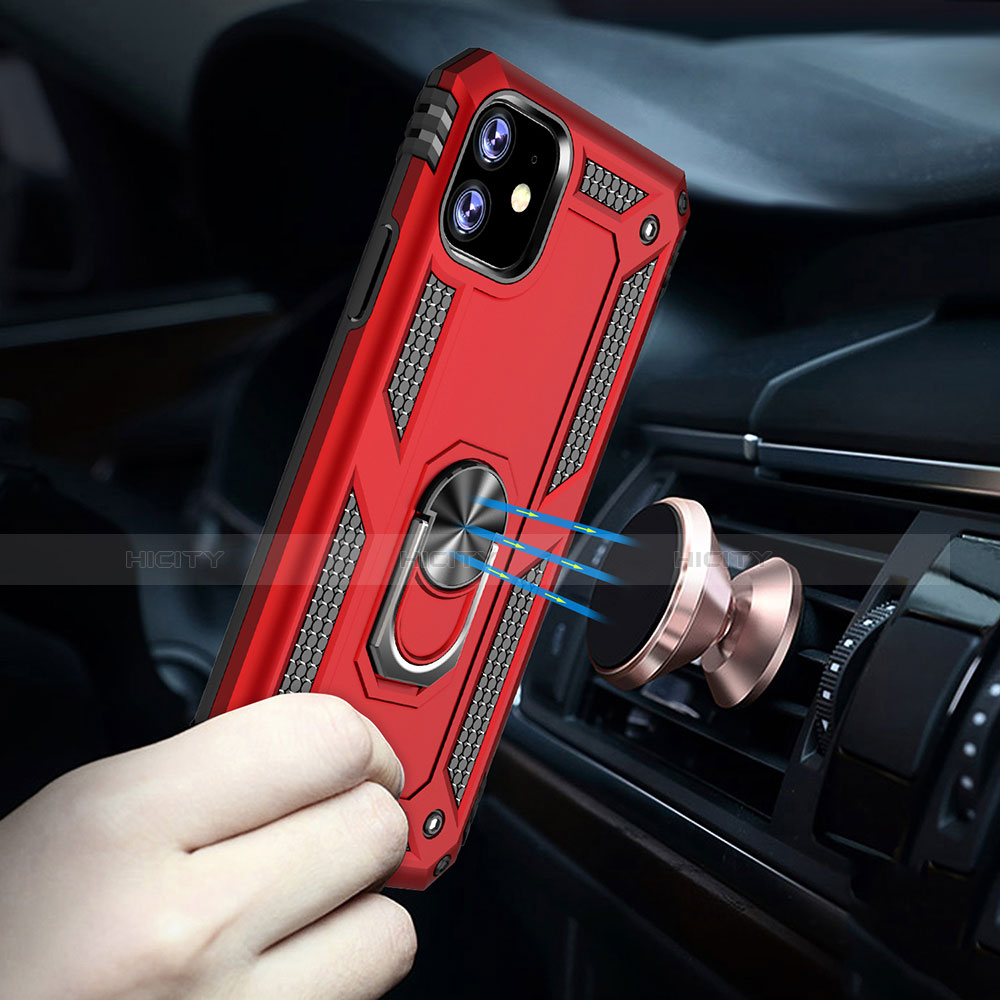 Funda Bumper Silicona y Plastico Mate Carcasa con Magnetico Anillo de dedo Soporte S01 para Apple iPhone 11