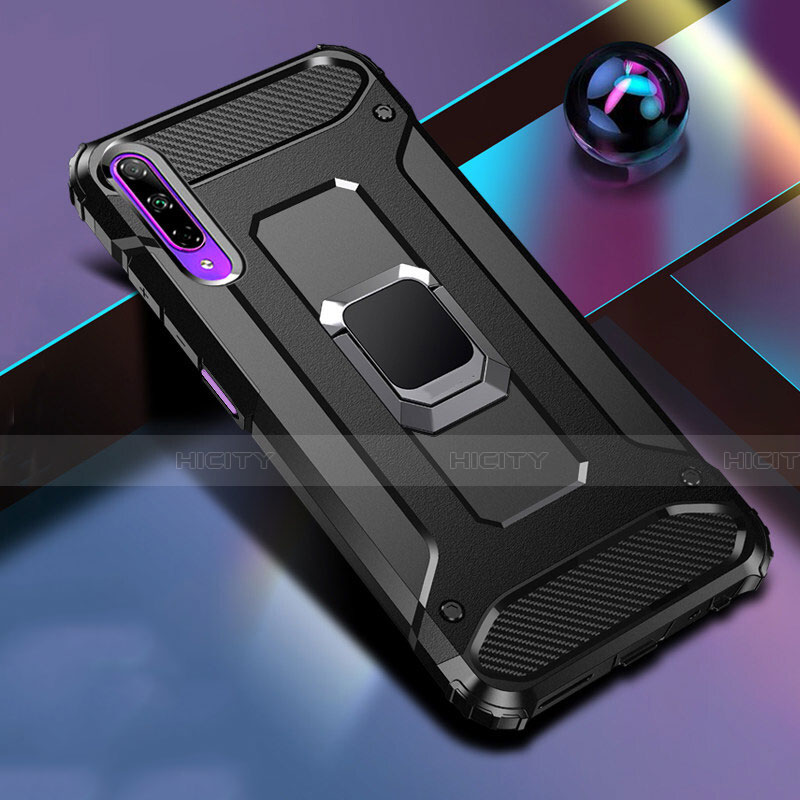 Funda Bumper Silicona y Plastico Mate Carcasa con Magnetico Anillo de dedo Soporte S01 para Huawei Honor 9X Pro