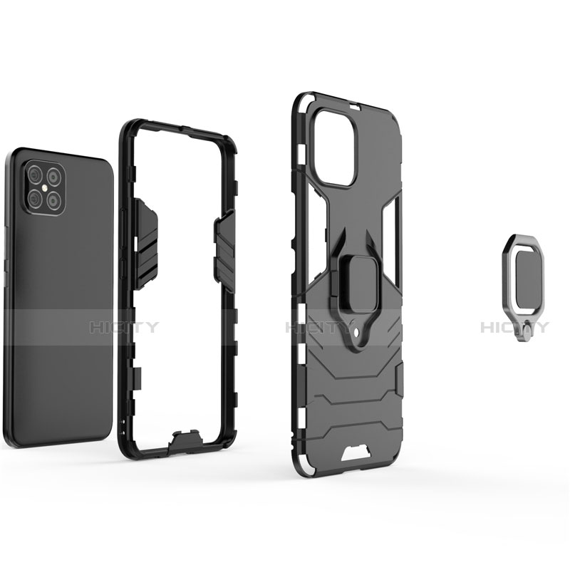 Funda Bumper Silicona y Plastico Mate Carcasa con Magnetico Anillo de dedo Soporte S01 para Huawei Nova 8 SE 5G