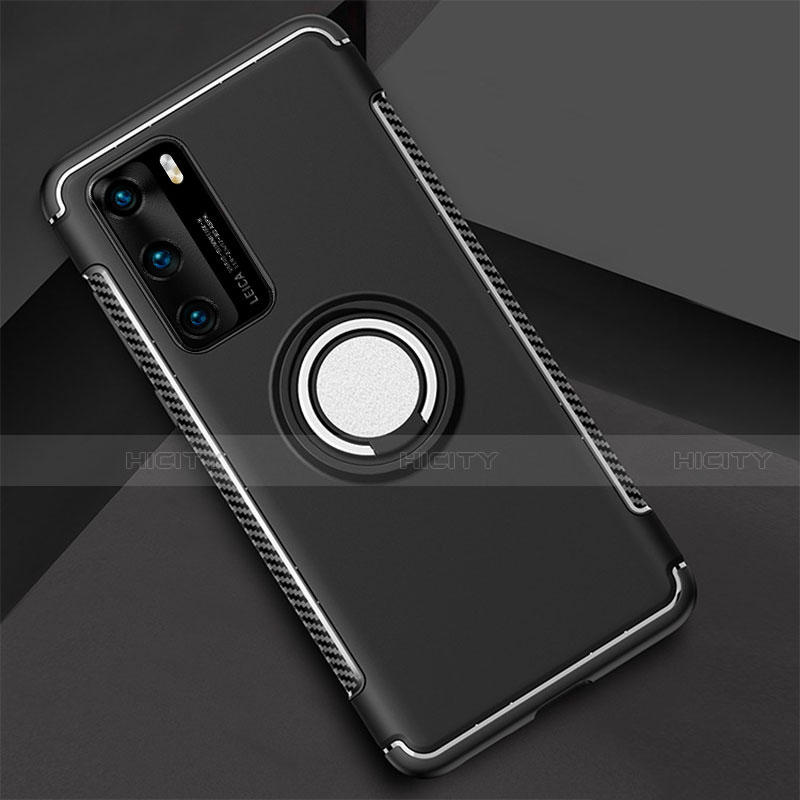 Funda Bumper Silicona y Plastico Mate Carcasa con Magnetico Anillo de dedo Soporte S01 para Huawei P40