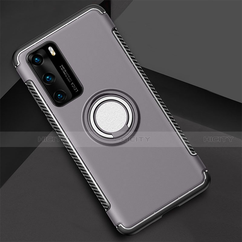 Funda Bumper Silicona y Plastico Mate Carcasa con Magnetico Anillo de dedo Soporte S01 para Huawei P40