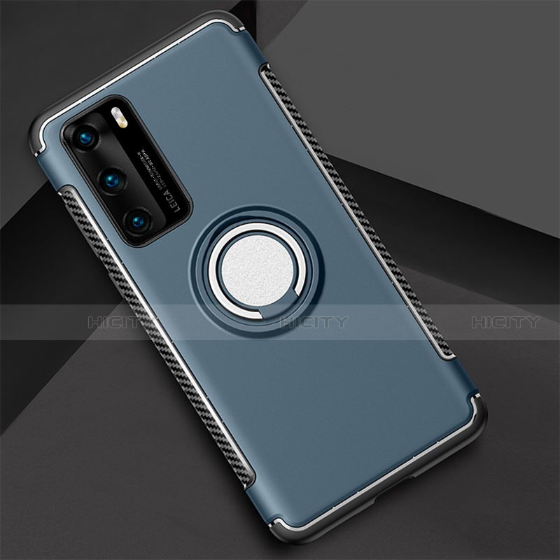 Funda Bumper Silicona y Plastico Mate Carcasa con Magnetico Anillo de dedo Soporte S01 para Huawei P40