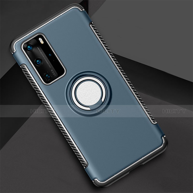 Funda Bumper Silicona y Plastico Mate Carcasa con Magnetico Anillo de dedo Soporte S01 para Huawei P40 Pro