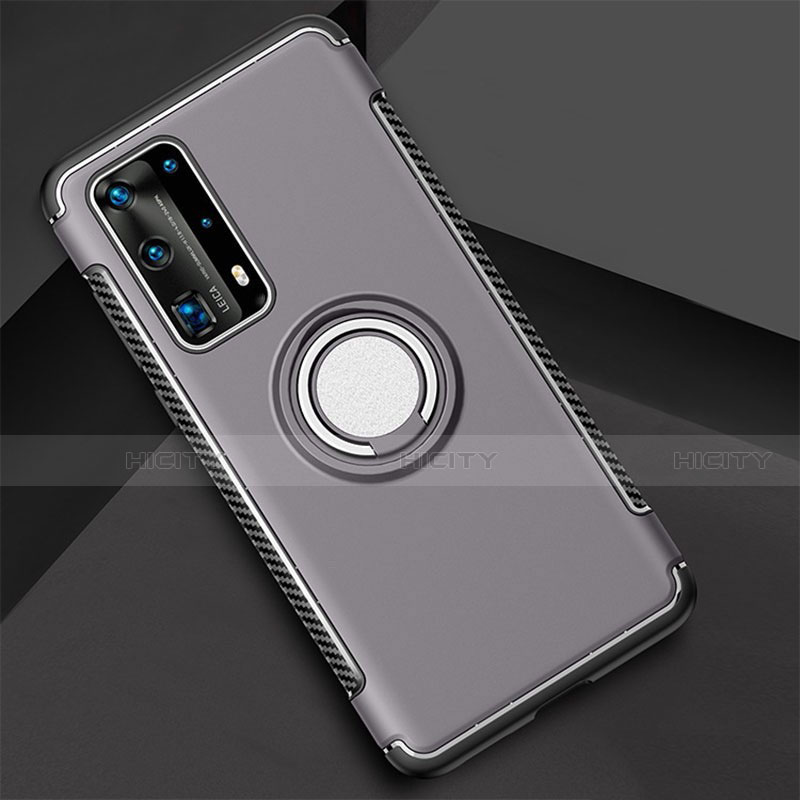 Funda Bumper Silicona y Plastico Mate Carcasa con Magnetico Anillo de dedo Soporte S01 para Huawei P40 Pro+ Plus