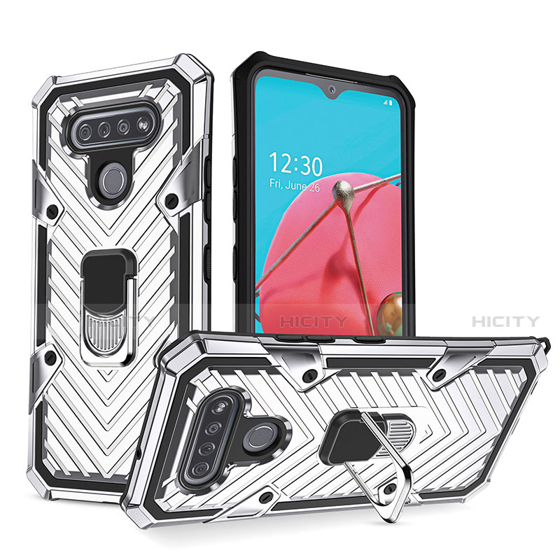 Funda Bumper Silicona y Plastico Mate Carcasa con Magnetico Anillo de dedo Soporte S01 para LG K51