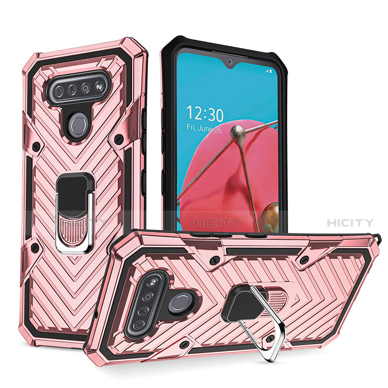 Funda Bumper Silicona y Plastico Mate Carcasa con Magnetico Anillo de dedo Soporte S01 para LG K51