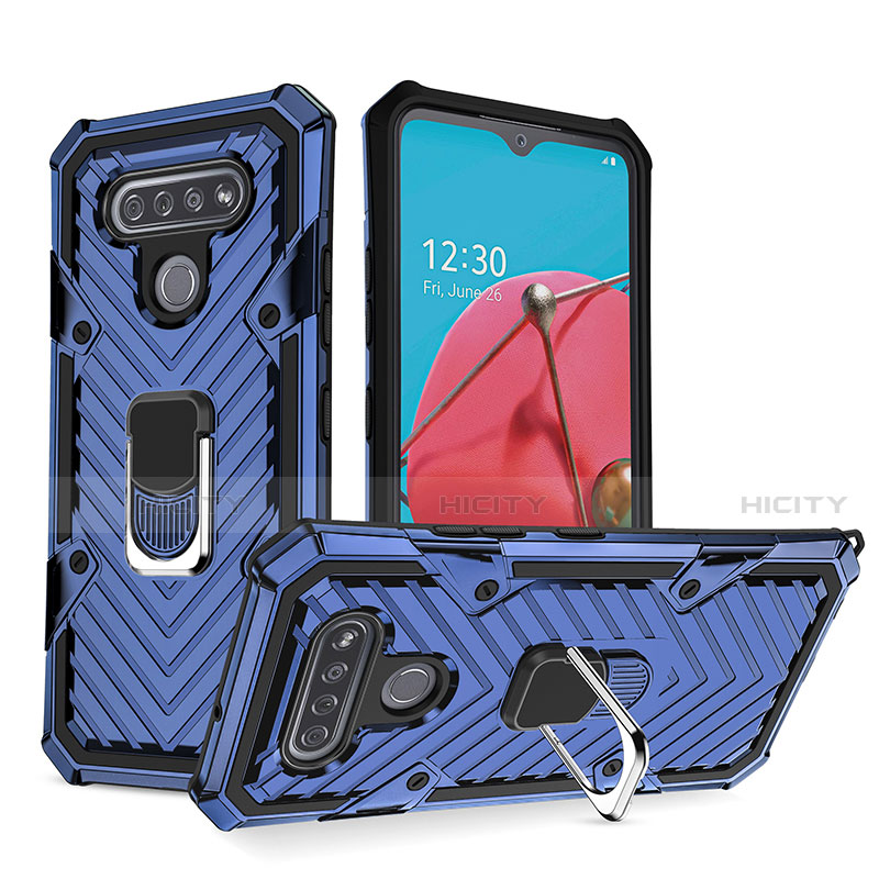 Funda Bumper Silicona y Plastico Mate Carcasa con Magnetico Anillo de dedo Soporte S01 para LG K51