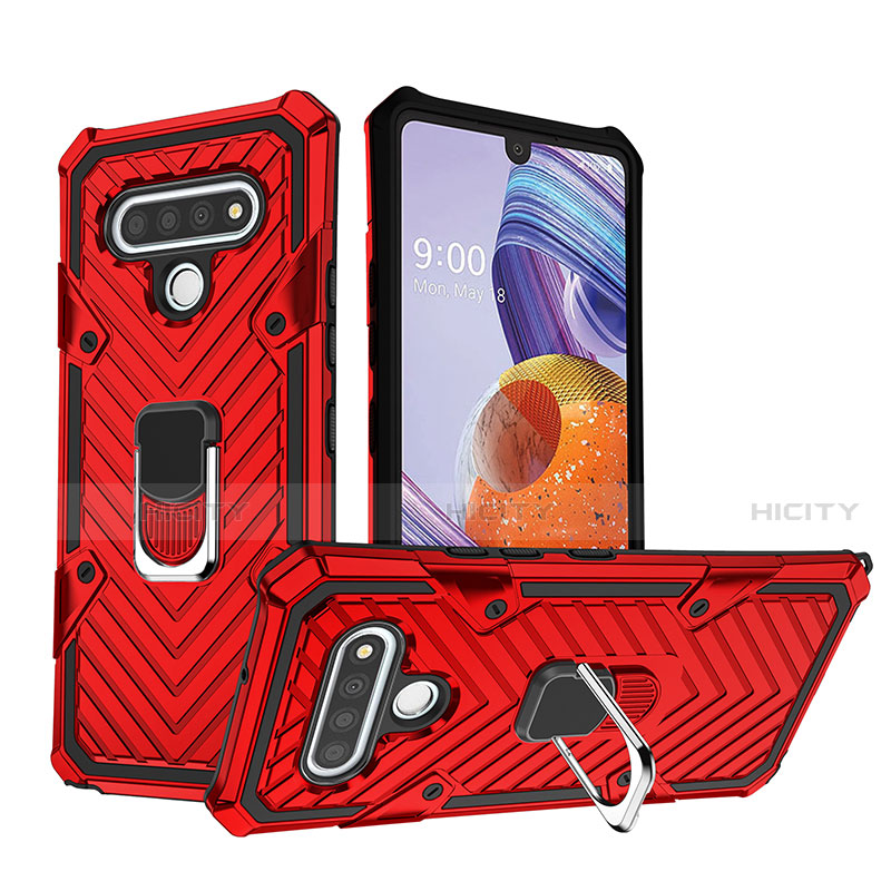 Funda Bumper Silicona y Plastico Mate Carcasa con Magnetico Anillo de dedo Soporte S01 para LG Stylo 6