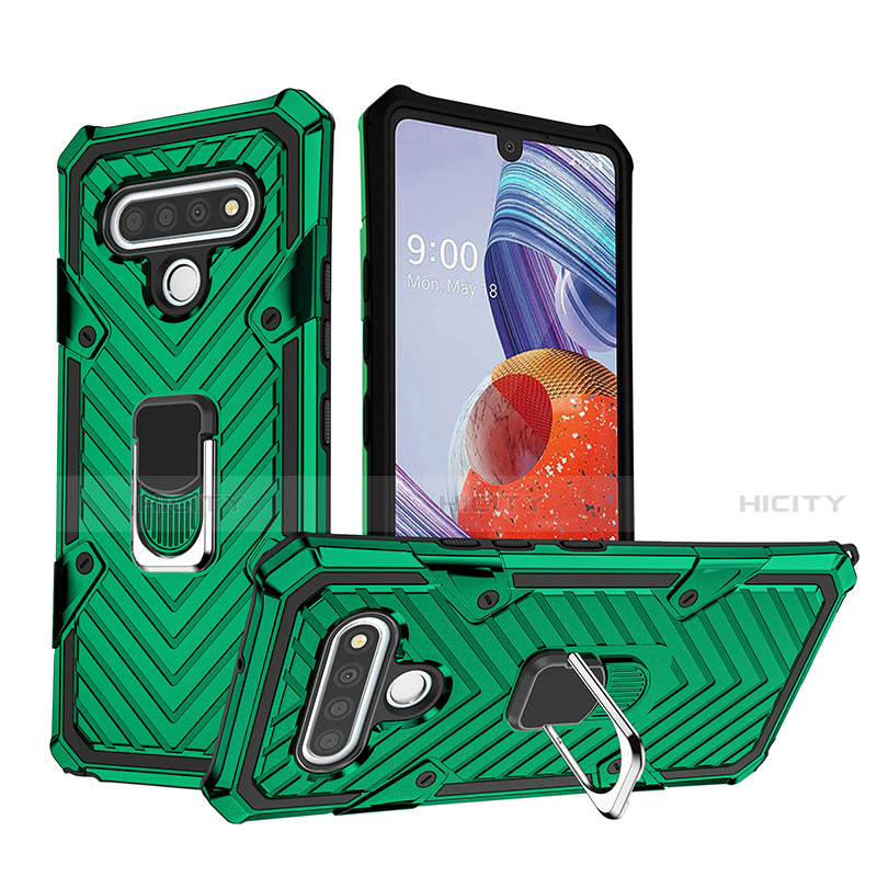 Funda Bumper Silicona y Plastico Mate Carcasa con Magnetico Anillo de dedo Soporte S01 para LG Stylo 6