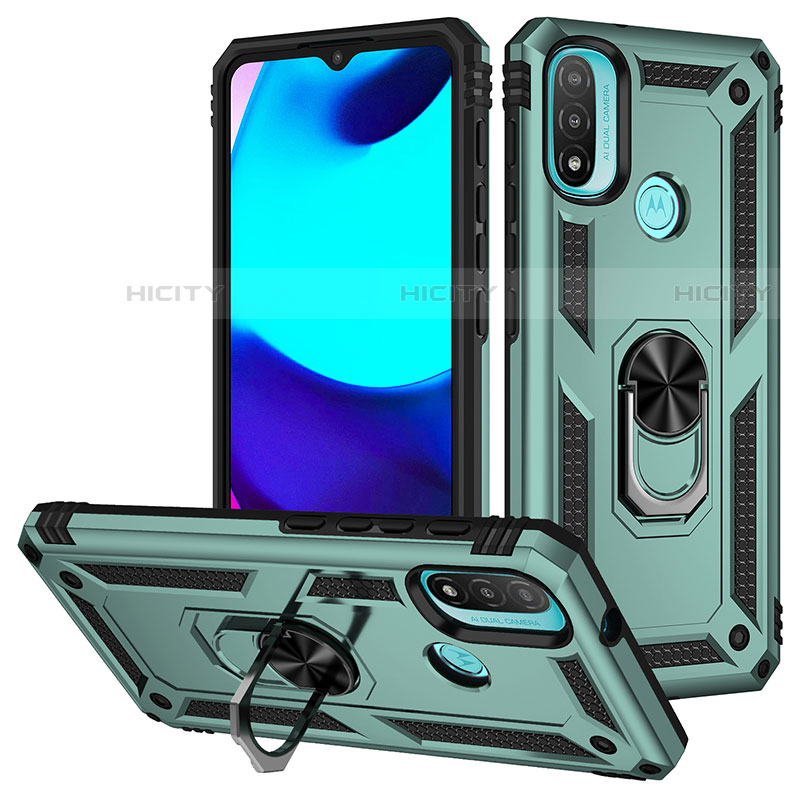 Funda Bumper Silicona y Plastico Mate Carcasa con Magnetico Anillo de dedo Soporte S01 para Motorola Moto E30