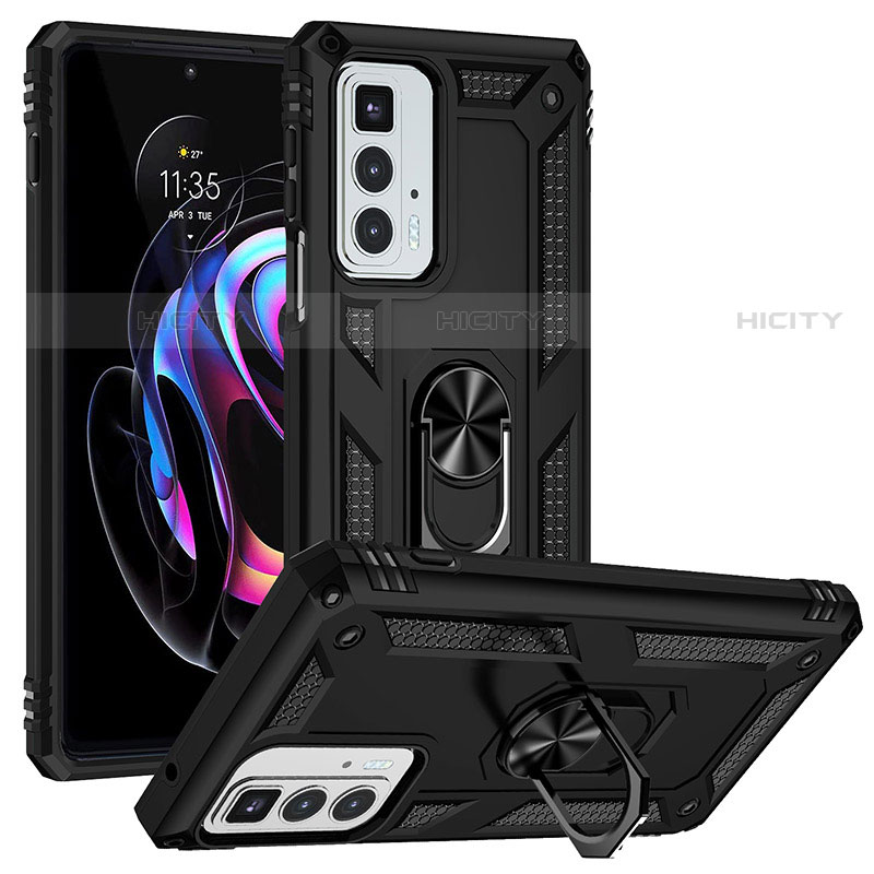 Funda Bumper Silicona y Plastico Mate Carcasa con Magnetico Anillo de dedo Soporte S01 para Motorola Moto Edge 20 Pro 5G