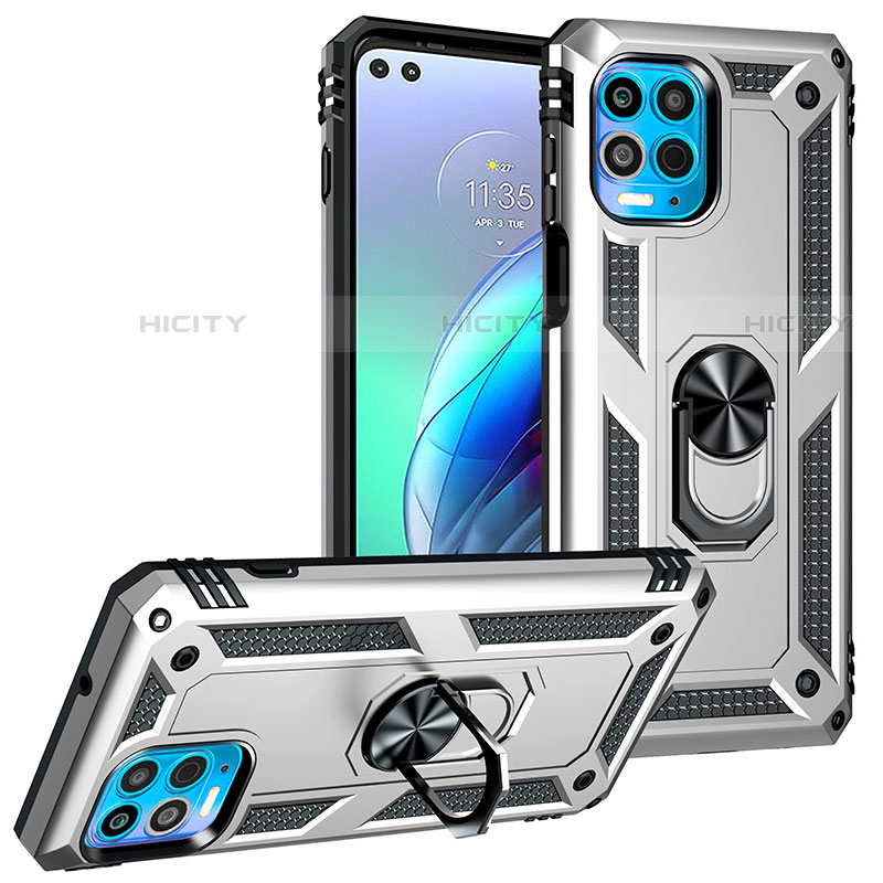 Funda Bumper Silicona y Plastico Mate Carcasa con Magnetico Anillo de dedo Soporte S01 para Motorola Moto Edge S 5G