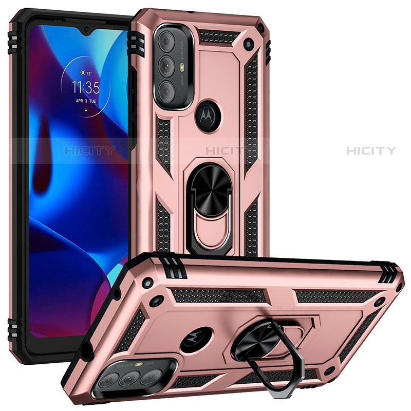 Funda Bumper Silicona y Plastico Mate Carcasa con Magnetico Anillo de dedo Soporte S01 para Motorola Moto G Power (2022)