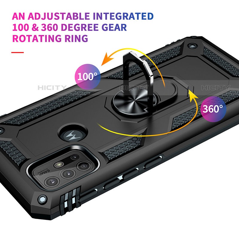 Funda Bumper Silicona y Plastico Mate Carcasa con Magnetico Anillo de dedo Soporte S01 para Motorola Moto G30