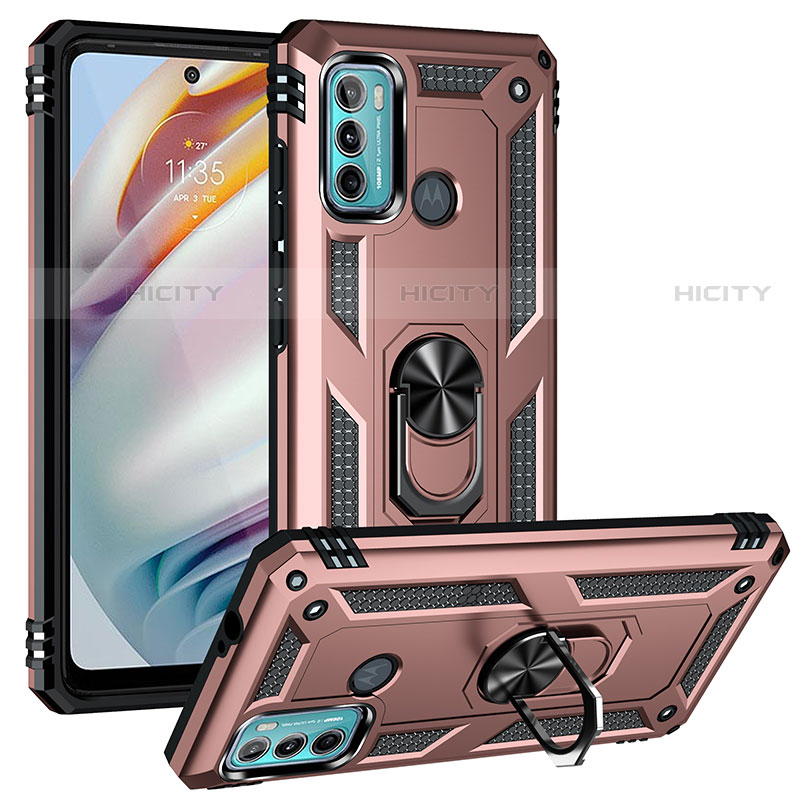 Funda Bumper Silicona y Plastico Mate Carcasa con Magnetico Anillo de dedo Soporte S01 para Motorola Moto G40 Fusion