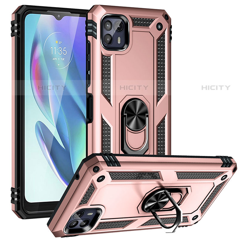 Funda Bumper Silicona y Plastico Mate Carcasa con Magnetico Anillo de dedo Soporte S01 para Motorola Moto G50 5G