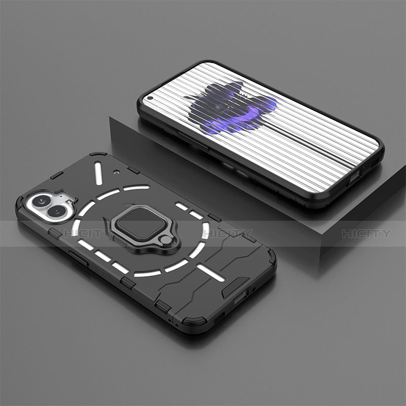 Funda Bumper Silicona y Plastico Mate Carcasa con Magnetico Anillo de dedo Soporte S01 para Nothing Phone 1