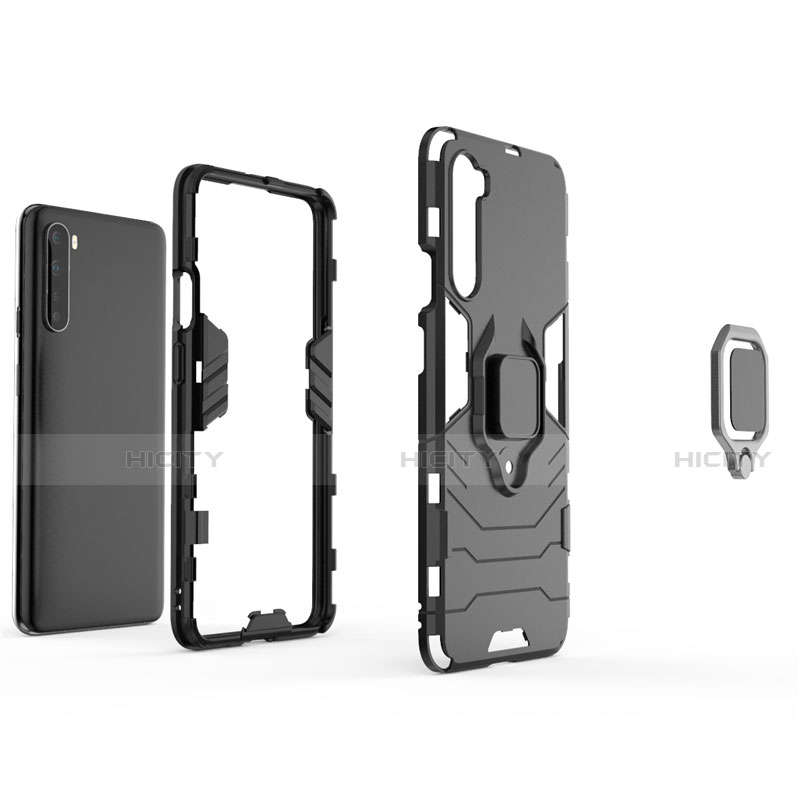 Funda Bumper Silicona y Plastico Mate Carcasa con Magnetico Anillo de dedo Soporte S01 para OnePlus Nord