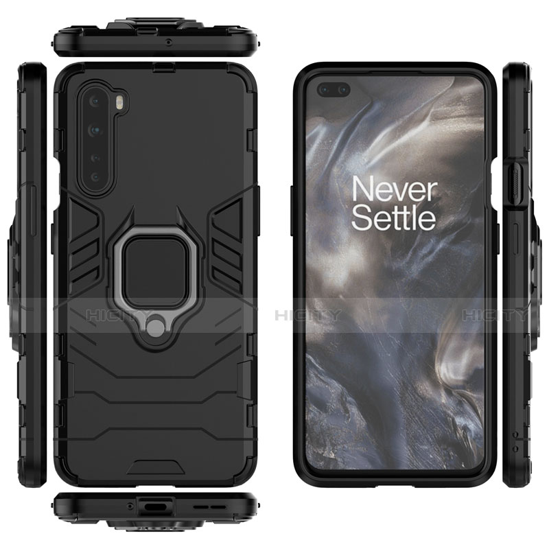 Funda Bumper Silicona y Plastico Mate Carcasa con Magnetico Anillo de dedo Soporte S01 para OnePlus Nord