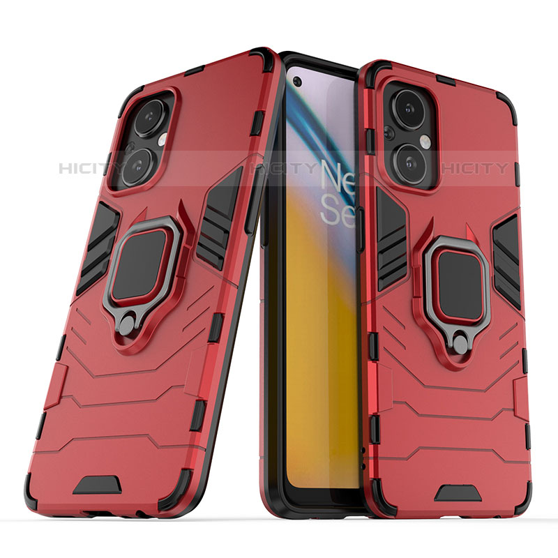 Funda Bumper Silicona y Plastico Mate Carcasa con Magnetico Anillo de dedo Soporte S01 para OnePlus Nord N20 5G