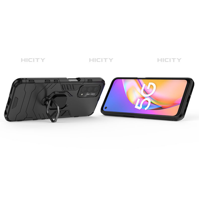 Funda Bumper Silicona y Plastico Mate Carcasa con Magnetico Anillo de dedo Soporte S01 para OnePlus Nord N200 5G