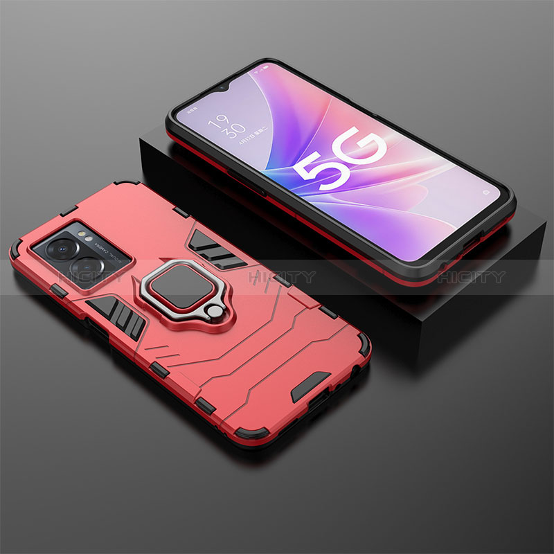 Funda Bumper Silicona y Plastico Mate Carcasa con Magnetico Anillo de dedo Soporte S01 para Oppo A57 5G