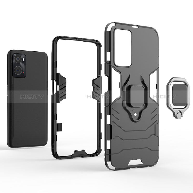 Funda Bumper Silicona y Plastico Mate Carcasa con Magnetico Anillo de dedo Soporte S01 para Oppo A76