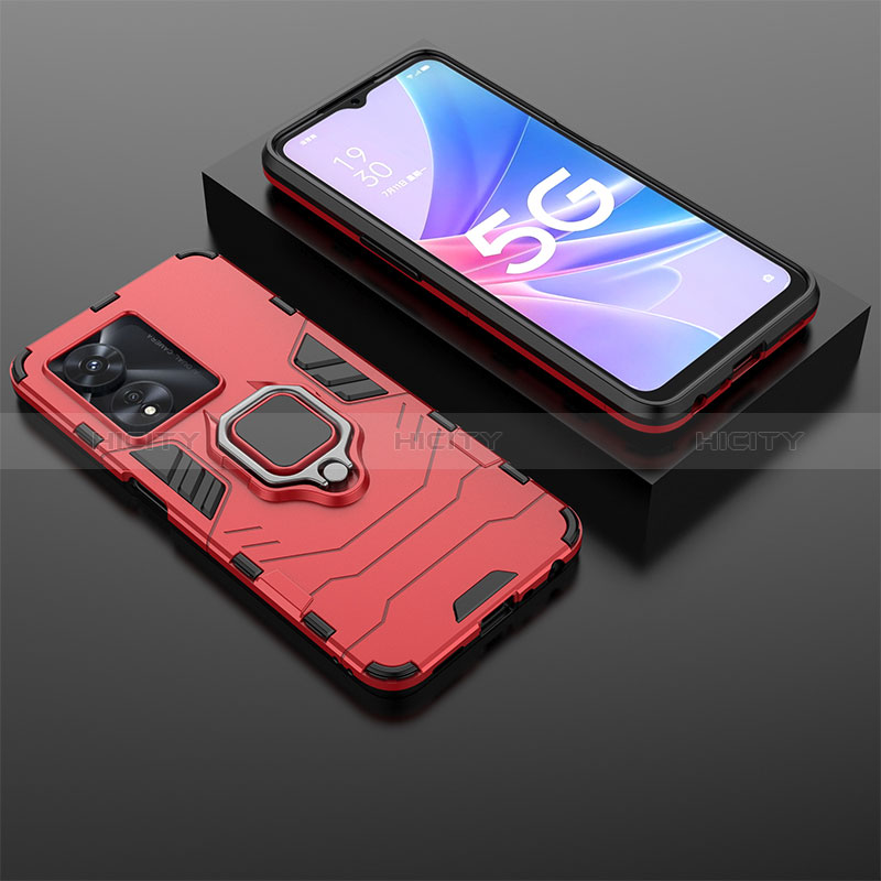 Funda Bumper Silicona y Plastico Mate Carcasa con Magnetico Anillo de dedo Soporte S01 para Oppo A78 5G