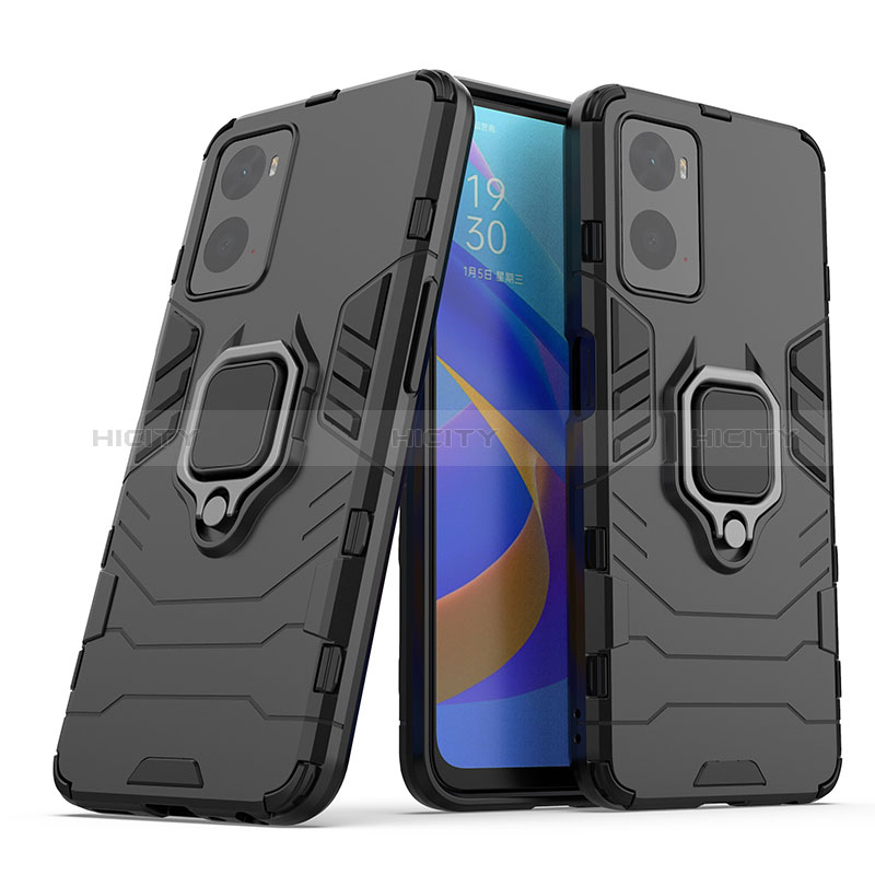 Funda Bumper Silicona y Plastico Mate Carcasa con Magnetico Anillo de dedo Soporte S01 para Oppo K10 4G