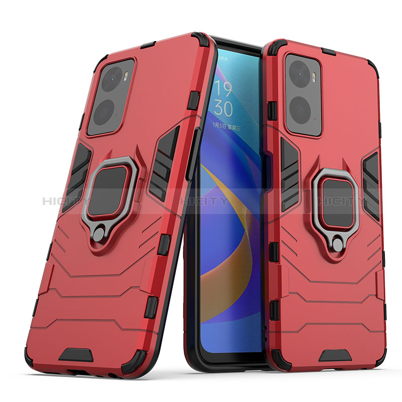 Funda Bumper Silicona y Plastico Mate Carcasa con Magnetico Anillo de dedo Soporte S01 para Oppo K10 4G