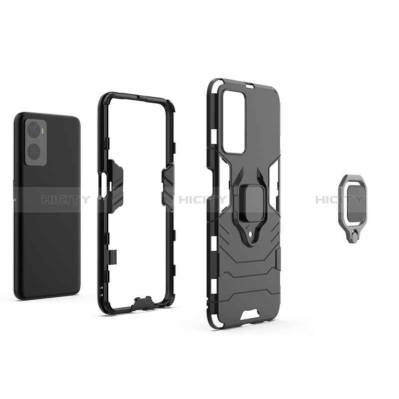 Funda Bumper Silicona y Plastico Mate Carcasa con Magnetico Anillo de dedo Soporte S01 para Oppo K10 4G