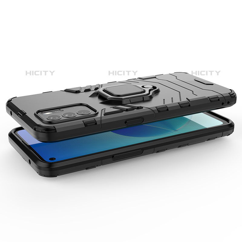 Funda Bumper Silicona y Plastico Mate Carcasa con Magnetico Anillo de dedo Soporte S01 para Oppo Reno6 Z 5G