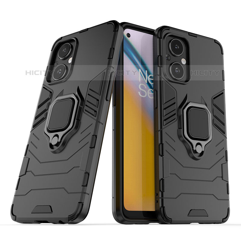 Funda Bumper Silicona y Plastico Mate Carcasa con Magnetico Anillo de dedo Soporte S01 para Oppo Reno7 Lite 5G