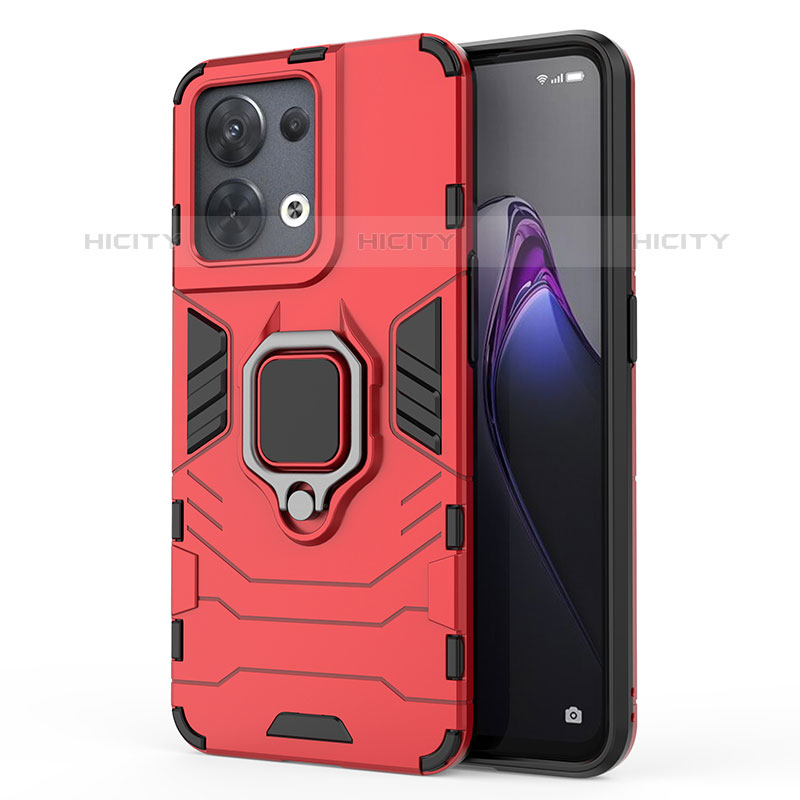 Funda Bumper Silicona y Plastico Mate Carcasa con Magnetico Anillo de dedo Soporte S01 para Oppo Reno9 Pro 5G