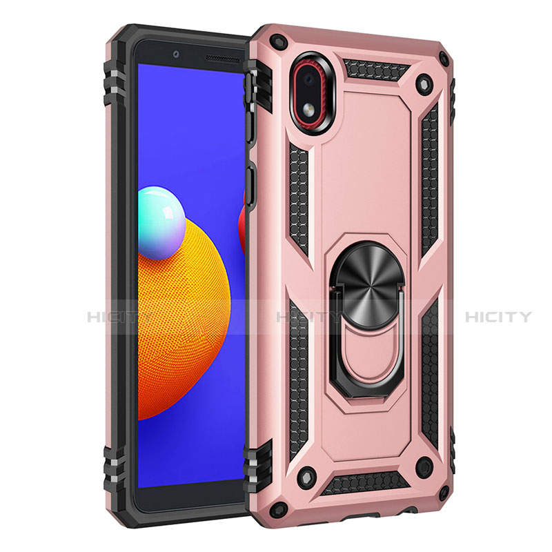 Funda Bumper Silicona y Plastico Mate Carcasa con Magnetico Anillo de dedo Soporte S01 para Samsung Galaxy A01 Core