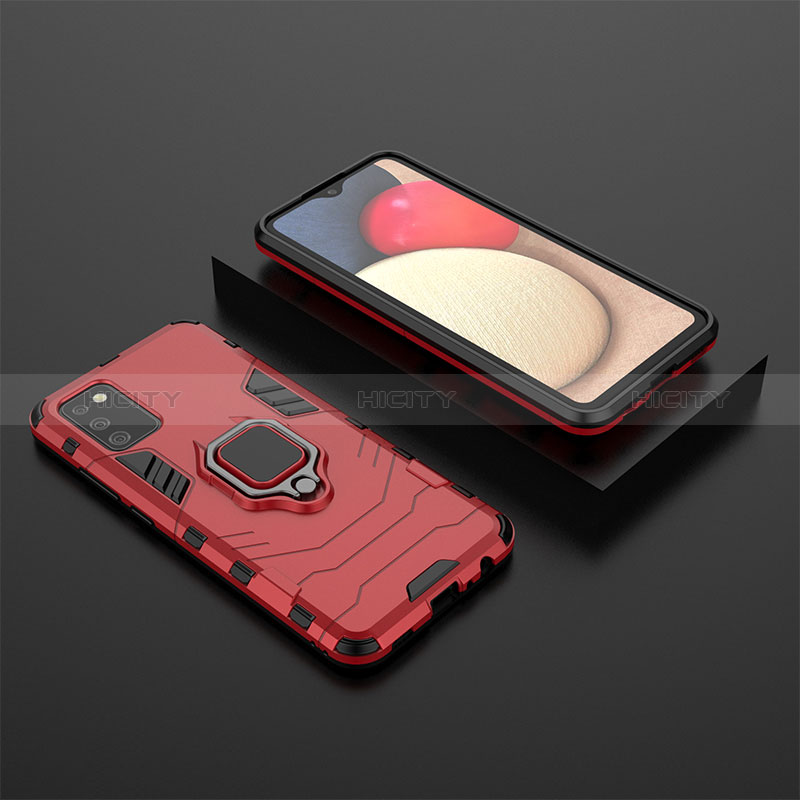 Funda Bumper Silicona y Plastico Mate Carcasa con Magnetico Anillo de dedo Soporte S01 para Samsung Galaxy A02s