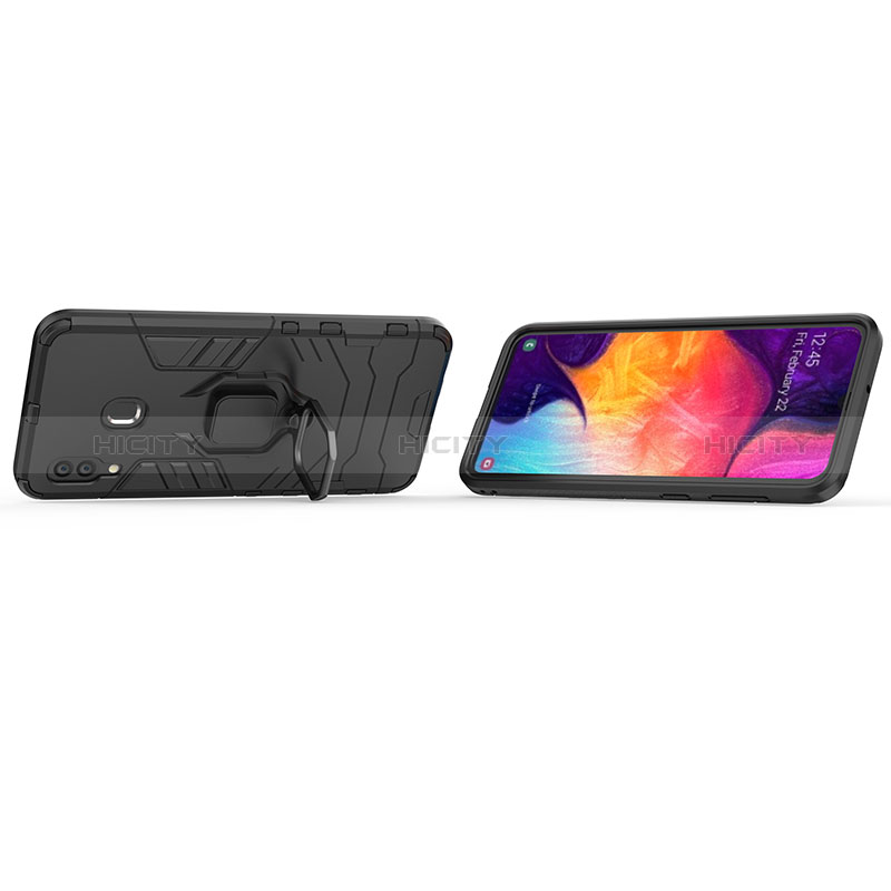 Funda Bumper Silicona y Plastico Mate Carcasa con Magnetico Anillo de dedo Soporte S01 para Samsung Galaxy A20