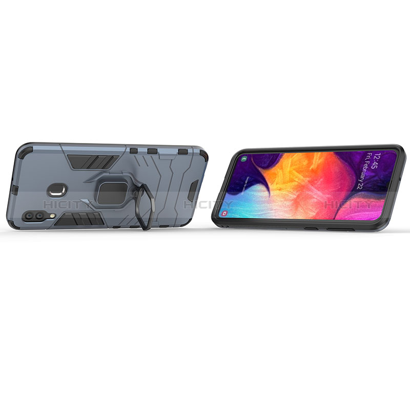 Funda Bumper Silicona y Plastico Mate Carcasa con Magnetico Anillo de dedo Soporte S01 para Samsung Galaxy A20