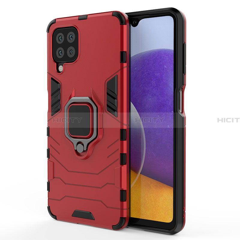 Funda Bumper Silicona y Plastico Mate Carcasa con Magnetico Anillo de dedo Soporte S01 para Samsung Galaxy A22 4G