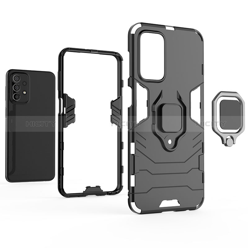 Funda Bumper Silicona y Plastico Mate Carcasa con Magnetico Anillo de dedo Soporte S01 para Samsung Galaxy A23 5G