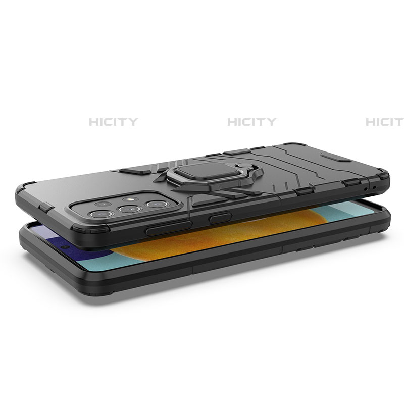 Funda Bumper Silicona y Plastico Mate Carcasa con Magnetico Anillo de dedo Soporte S01 para Samsung Galaxy A73 5G