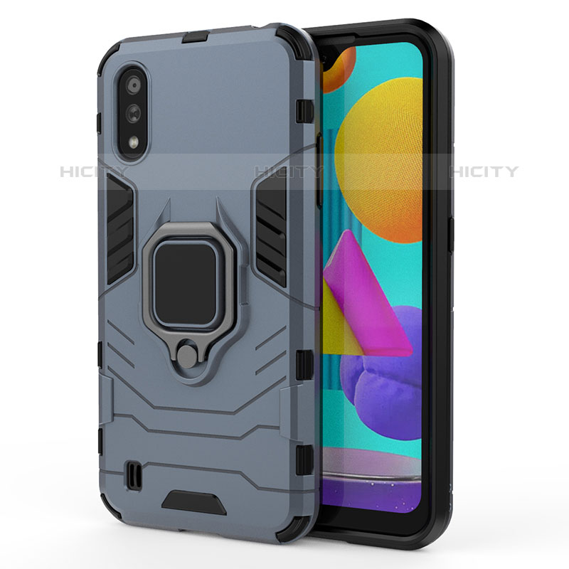 Funda Bumper Silicona y Plastico Mate Carcasa con Magnetico Anillo de dedo Soporte S01 para Samsung Galaxy M01