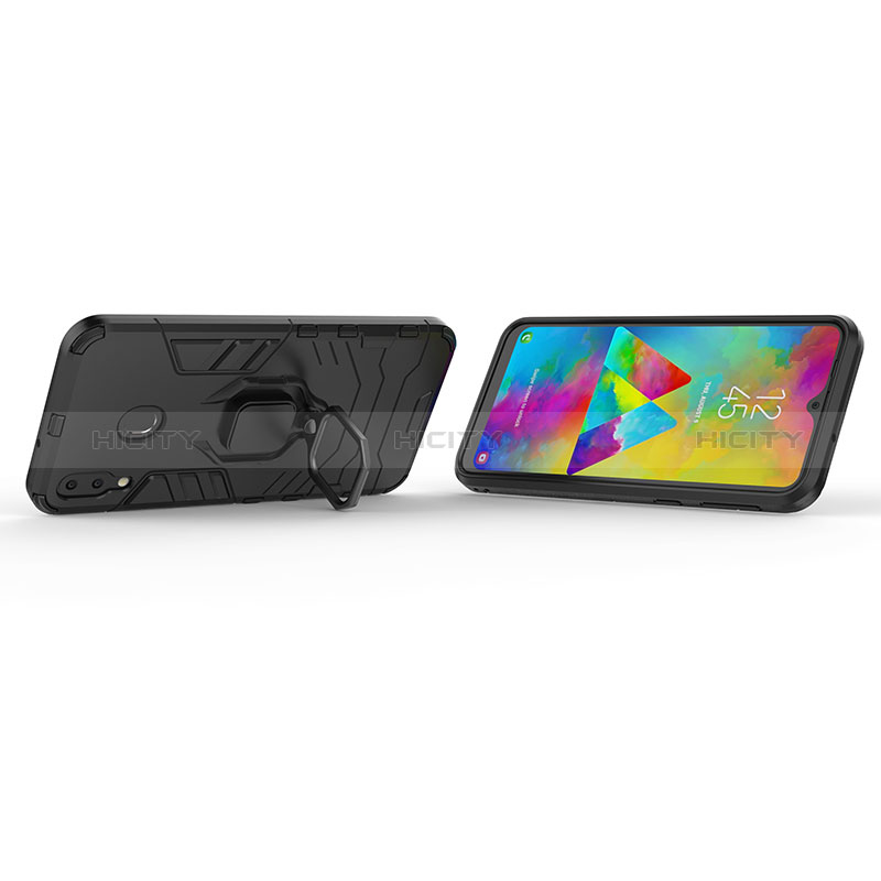 Funda Bumper Silicona y Plastico Mate Carcasa con Magnetico Anillo de dedo Soporte S01 para Samsung Galaxy M20