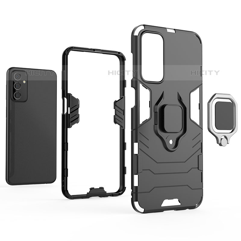 Funda Bumper Silicona y Plastico Mate Carcasa con Magnetico Anillo de dedo Soporte S01 para Samsung Galaxy M23 5G