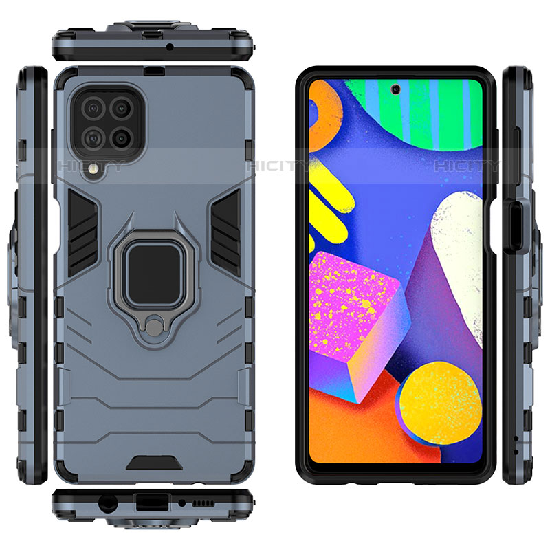 Funda Bumper Silicona y Plastico Mate Carcasa con Magnetico Anillo de dedo Soporte S01 para Samsung Galaxy M62 4G